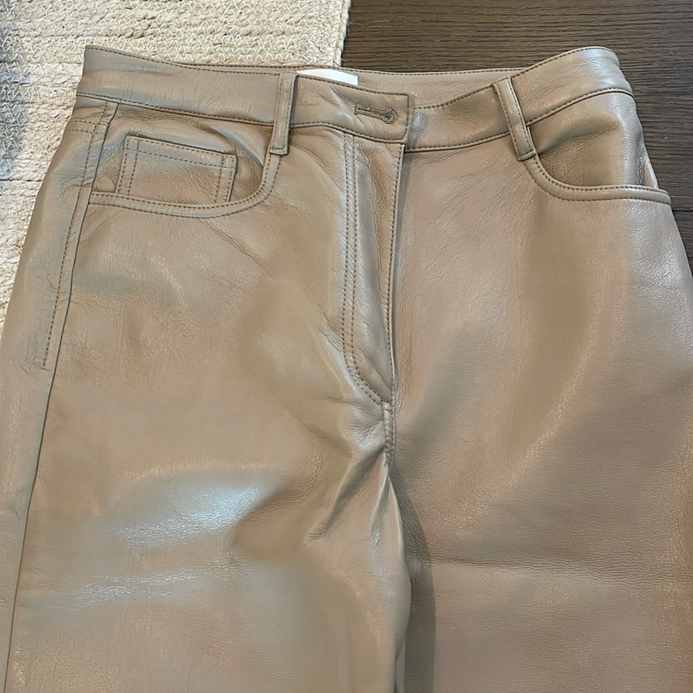 Aritizia Melina vegan leather pant size 4 in light brown